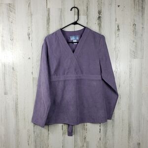 baby and me faux suede purple vneck top women's maternity size medium